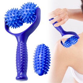 Massage Roller mit 3 Lgelball Massageball, Faszienrolle Klein zur Entspannung von Fuß, Massage Balls Faszienrolle mit Griff für Beine RüCken Arme Schultern Muskelschmerzen (Blau)