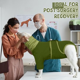 Hjumarayan Dog Body After Surgery, Leak Protection Body Dog Turtleneck Surgical Body Dog Castration Male with Front Legs, Medical Pet Shirt Dog Body Heat Castration Body Dog, Green, XS
