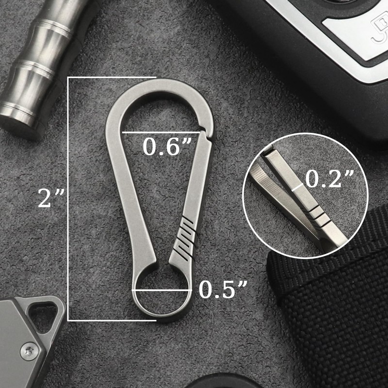 KCFEV Titanium Carabiner, Minimalist Key Ring, Key Clip, EDC Quick
