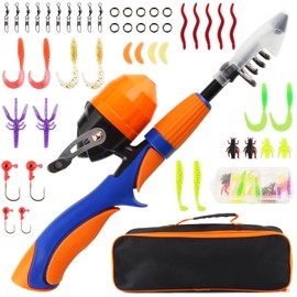 Taozoey Fishing set, fishing rod for children, fishing rod + fishing reel, fishing lure set and accessories, children's fishing set, complete for travel, with bag for fishing equipment