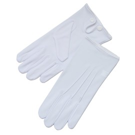 ZaZa Bridal White & Black Nylon Formal Men's Gloves-Men's Size XX-Large/White
