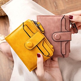 Women's RFID Mini Soft Leather Bifold Wallet with ID Window Card Sleeve Coin Purse (Yellow, One Size)