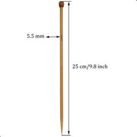 6Pcs 5.5mm Wooden Knitting Needle Straight Single Pointed US Size 9 for DIY Yarn Craft Set,Socks,Sweater, Nice Gift for Women Adults Kids Children Beginners
