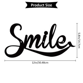 Graduation Gifts Smile Decor 12x5.8 Inch Black Smile Metal Wall Decor Christmas Inspirational Gifts for Women Encouragement Gifts for Women Unique House Warming Gifts Smile Iron Words Sign for Apartment Wall Decor