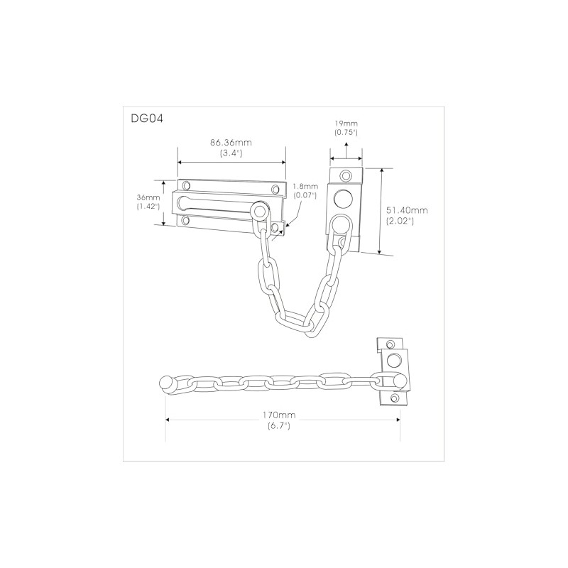 QCAA Solid Brass Chain Door Guard, with 9 Links Steel