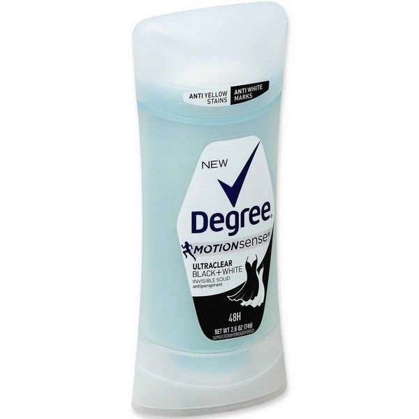 Degree MotionSense UltraClear Black+White Antiperspirant Deodorant Stick, 2.6 oz (Pack of 6)
