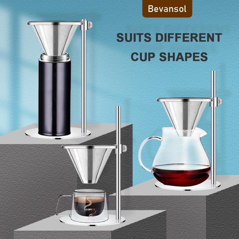 Bevansol Adjustable Stainless Steel Coffee Dripper Stand for Pour Over