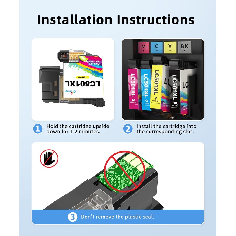 Q-image MFC-J1360DW LC501XL LC501 Ink Cartridges Replacement Compatible for LC501