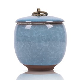 Youdear Service Small Urn for Human Ashes - 5cm Handicrafted Urn - Beautiful Tiny Keepsake Urns - Mini Urn Made of Ceramic - Urn for Dog Ashes Cat Ashes Pet Ashes - Pet Cremation Urn (Blue)