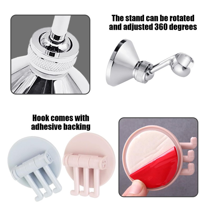 1 Piece Shower Head Bracket and 2 Pieces Plastic Hooks,