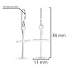AeraVida Simple Skinny Cross .925 Silver Dangle Earrings | Cross