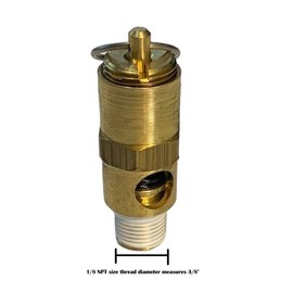 Sellerocity American Made ASME Code 5-Pack of Brass Air Compressor Safety Valves Featuring Stainless Steel Spring & Silicone Seal, 1/8 NPT, 215 PSI, 102 CFM