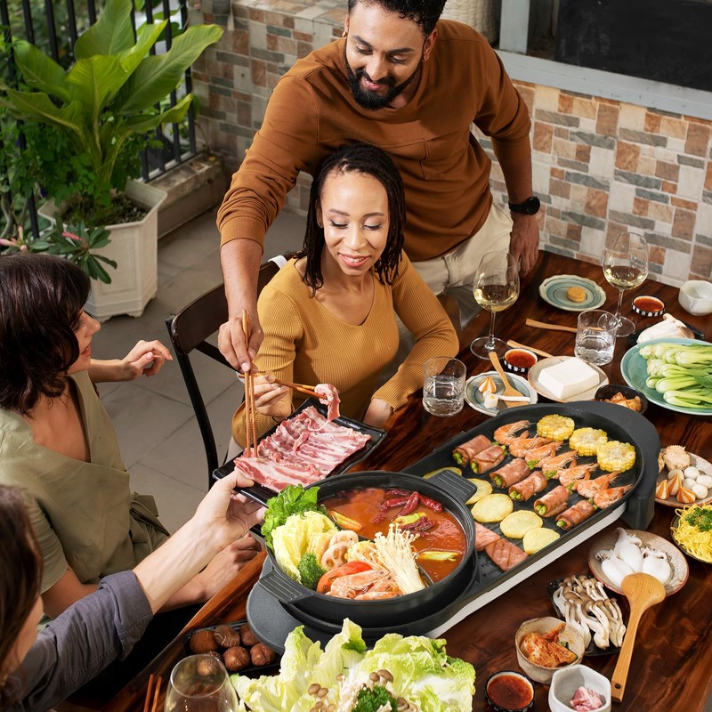 BOEASTER 2 in 1 Electric Smokeless Hot Pot with Grill,
