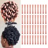 Meigick Perm Rods Set for Natural Hair 40Pcs Pink Plastic