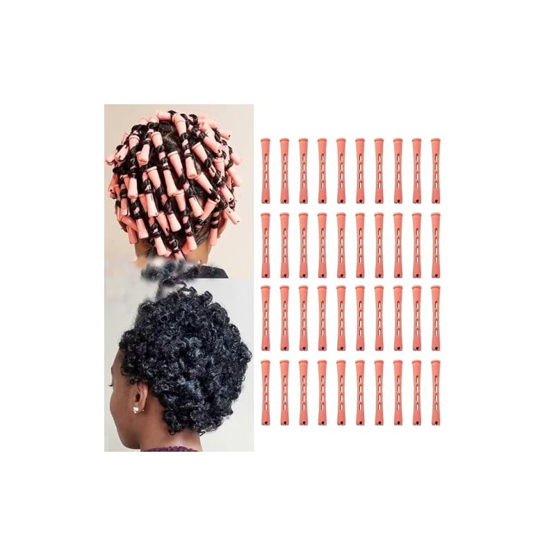 Meigick Perm Rods Set for Natural Hair 40Pcs Pink Plastic