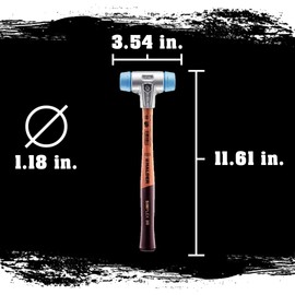 Halder 3101.030 Simplex .4 lb. Soft-Face Mallet with TPE-Soft Blue Rubber (Non-marring) Inserts on Both Sides, Lightweight Aluminum Housing, and Wood Handle