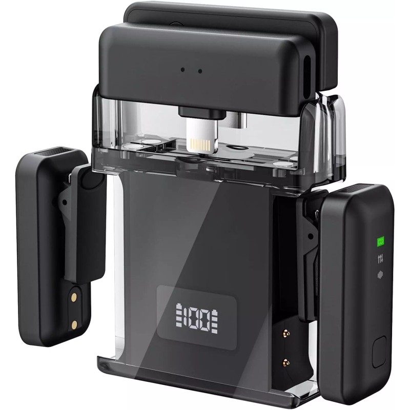 Unbranded Wireless Lavalier Microphone Recording 2x Receivers+2x Mic w/Noise Cancellation