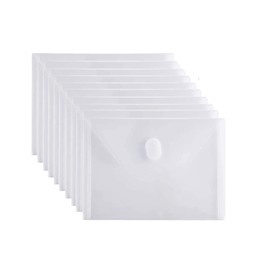 YESSART 5x7 Small Plastic Envelopes Receipt Check Storage File Holder Case 10 Pack Hook & Loop Closure (clear-10 Pack)