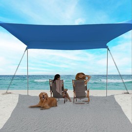 EasierHike Beach Shade Tent, 10 × 10 Ft Portable Easy Pop Up Beach Canopy, UPF50+ Sun Protection Shelter, Windproof & Water Resistant, Stable with 4 Sandbags & Windproof Cords, Perfect for Family