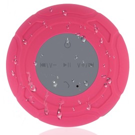Annlend Bluetooth Shower Speaker Waterproof Wireless Mini Small Cute Portable Water Resistant Bathroom Speaker Suction Cup, Handsfree Speakerphone with Built-in Mic,4hrs of Playtime - Red