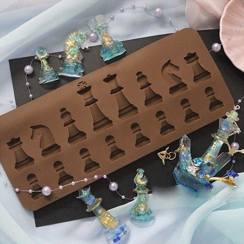 2Pcs Chess Piece Chocolate Candy Molds, International Chess Silicone Mold