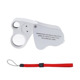 Illuminated Jewelry LED Eye Loupe Magnifier with Two Lens, 60X 12 mm and 30X 22 mm with Kare and Kind Retail Package (60x and 30x, Silver/White)