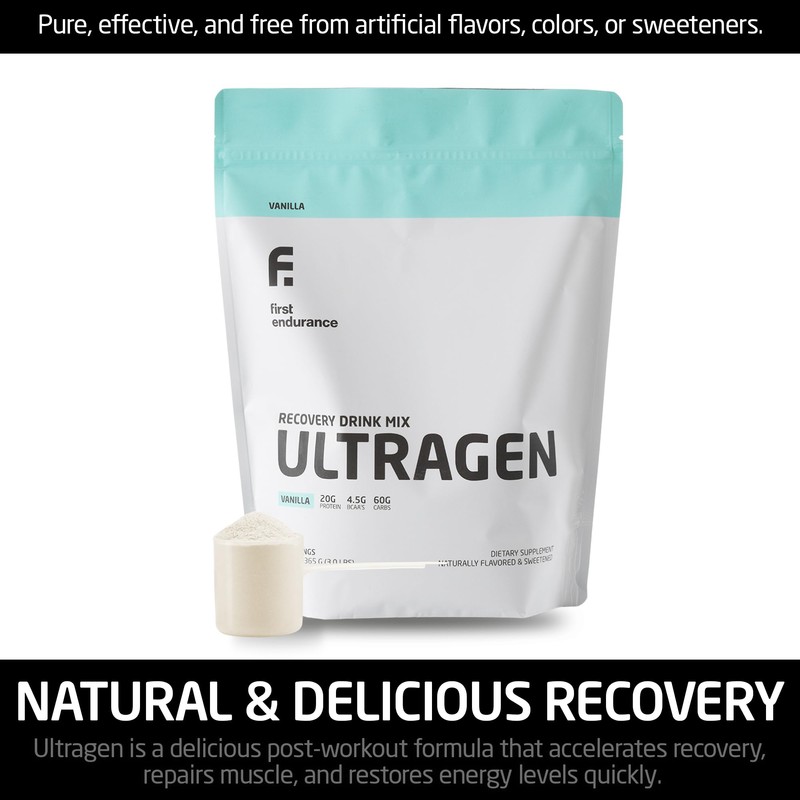 FIRST ENDURANCE Ultragen Workout Recovery Drink Powder, Protein Mix, Boosts