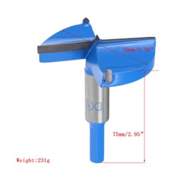 TOP-VIGOR 70mm Forstner Drill Bit, Tungsten Carbide Wood Auger Drill Bit Hole Saw Opener for Woodworking Hinge Hole Drilling Boring Bit Cutter Blue