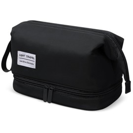 Simpolor Toiletry Bag for Men, 2 Layer Travel Wash Bag, Shaving Bag, Waterproof Bath Bag, Makeup Bag for Men and Women, Black, black