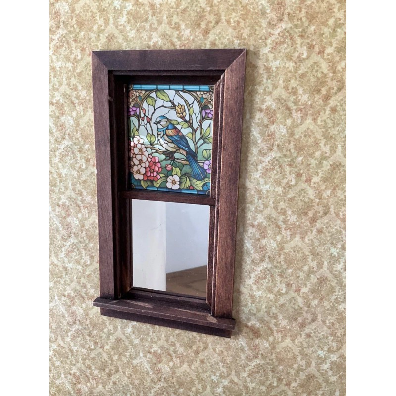 Unbranded Springtime Blue Bird Dollhouse Miniature Stained Glass Window Film