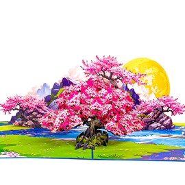 T4s - Pop Up Mothers Day Card Cherry Blossom, 6x8 Inch Mothers Day Card for Mom, Wife, Daughter, Grandma, Mother's Day Pop Up Cards from Son, Husband, Pop up Birthday Cards for Women.