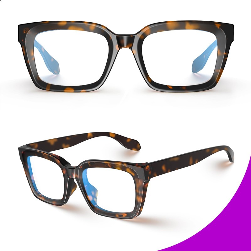 VISOONE Chunky Square Blue Light Blocking Glasses with Anti Computer