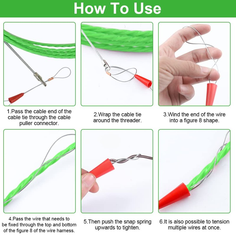 YAANBUNB 10m Fish Tape Wire Puller, Electrical Wire Threaded Nylon