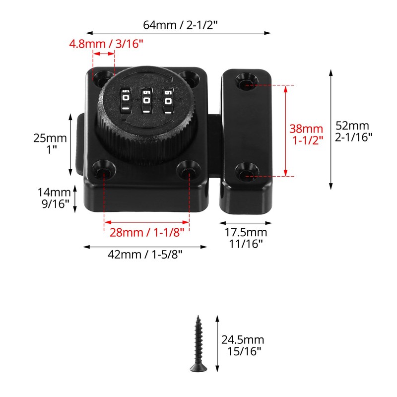 QWORK Keyless Cabinet Password Latch, Combination Lock for Wooden, Glass,