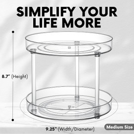 Clear Lazy Susan Organizer, Spice Rack Kitchen Cabinet Turntable, Pantry and Fridge Rotating Storage, Makeup Vanity for Skincare, Perfume, Cosmetic Dresser