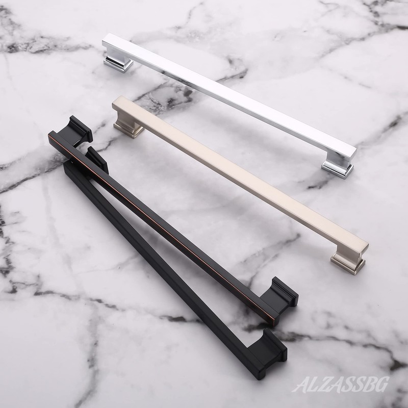 Alzassbg 5 Pack Matte Black Cabinet Pulls, 9 Inch(228.5mm) Hole