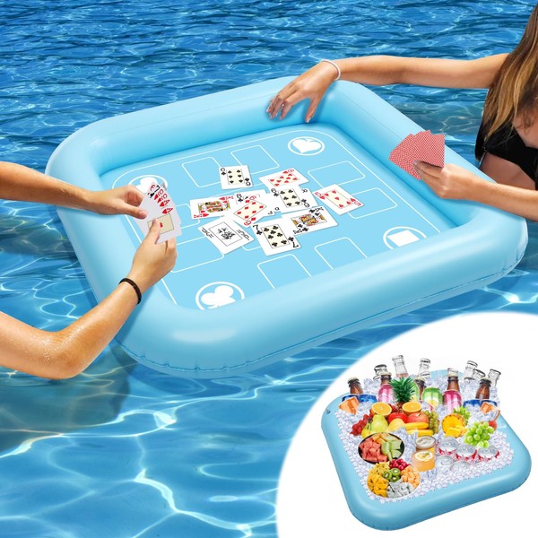 Floating Table for Pool Game with Waterproof Playing Cards, 35.5