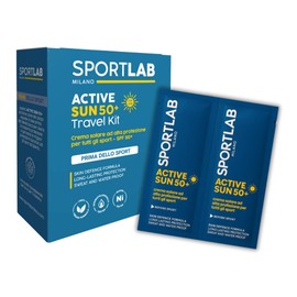 SPORTLAB Milano - ACTIVE SUN 50+ Travel Kit - Sonnencreme mit hohem Schutz für alle Outdoor-Sportarten | Wasser- und schweißbeständig | 16 Einzeldosen à 8 ml