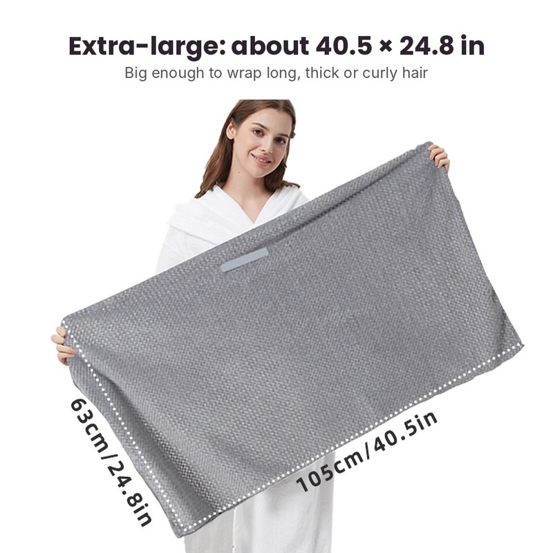 Microfiber Hair Towel Wrap – Extra-Large Quick-Dry Hair Turban with