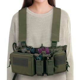 Avan Knight KRB251 Survival Game Chest Rig Magazine Pouch, Tactical Vest, Lightweight, Lightweight, green