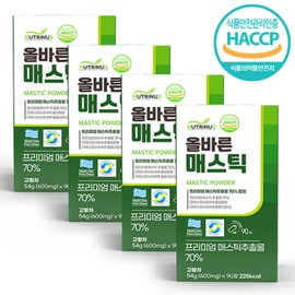 Nutrinus 뉴트리너스 올바른 매스틱 유산균 (600mg x 90정) 4박스 (12개월분) Nutrinus Correct Mastic Probiotic (600mg x 90 tablets) 4 boxes (12 months supply)
