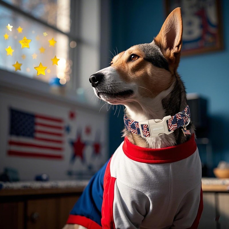 ARING PET American Flag Dog Collar-Cute Patriotic Dog Collars, Adjustable
