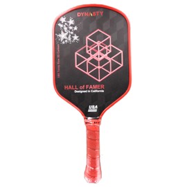 Dynasty Hall of Famer 18K Raw 3D Triple Layer CFC Carbon Fiber-Fiberglass-Carbon Fiber 14mm GEN 3.5 Pickleball Paddle *Control + Spin* (Red Crimson)