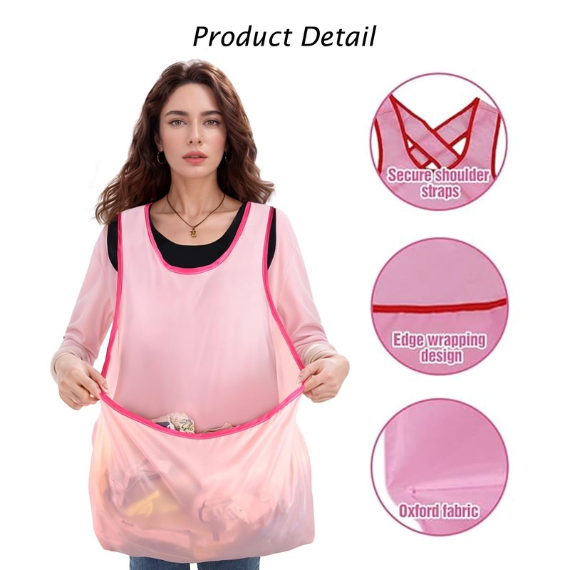TZMFHD Laundry Apron With Pouch, Exquisite Sleeveless Clothes Drying Apron,