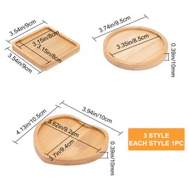 GORGECRAFT 3Pcs Fillable Mosaic DIY Coasters Wooden Blank Base Trays Coaster Plant Pot Mat Drinking Cup Round Square Heart Coaster for DIY Plate Ornaments Making Crafts