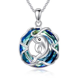 SHINYKEND 925 Sterling Silver Dolphin Gifts for Women, Dolphin Crystal Pendant Necklace Valentine's Day Birthday Mothers Day Graduation Jewelry Gifts for Her Mom Girlfriend Daughter