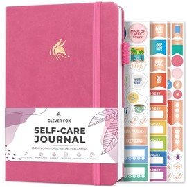 Clever Fox - Diario de cuidado personal - Cuaderno de reflexión diaria, planificador de salud mental y desarrollo personal, registro de meditación y estado de ánimo, A5 (flor violeta)