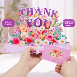 Mexgcom Pop-Up Karte 3D Stereoskopische Grußkarten für Ehefrauen, Freundinnen, Partner und Mehr, Handgefertigte Jubiläumskarten Grußkarten mit Umschlägen und Kleinen Blankokarten (Dankeschön)