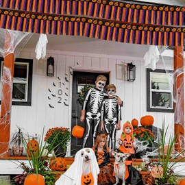 4Pcs Halloween Banner Decorations, 39Ft Pumpkin Foil Fringe Tinsel Streamer