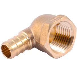 SharkBite 1/2 x 1/2 Inch FNPT Brass Crimp 90 Degree Elbow, PEX Pipe, PE-RT, UC308LFZ